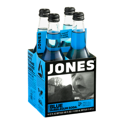 Jones Soda Blue Bubblegum Flavor - 4 CT