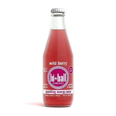 Hiball Energy Sparkling Juice Wild Berry, 10-Ounce Glass Bottles (Pack of 12)
