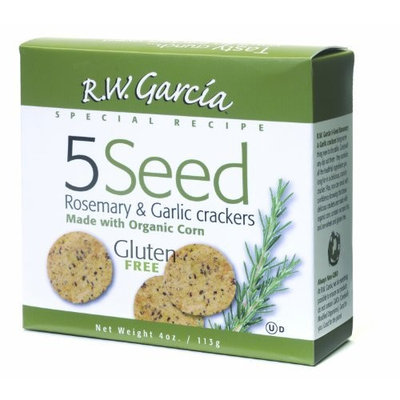 R. W. Garcia 5 Seed Crackers with Rosemary & Garlic with Sea Salt, 4-Ounce Box(Pack of 8)
