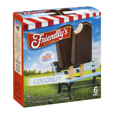 Friendly's Ice Cream Bar Coconut - 6 CT