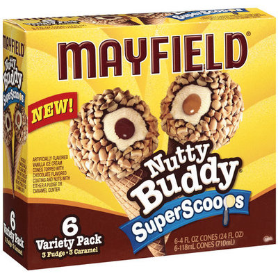 Mayfield Superscoops Nutty Buddy Variety Cones, 6ct