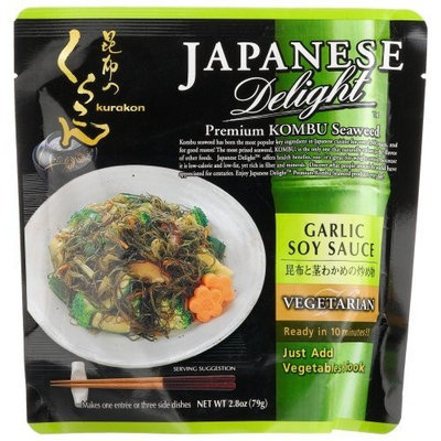 Japanese Delight Premium Kombu Seaweed, Garlic Soy Sauce, Vegetarian, 2.8-Ounce Pouches (Pack of 10)