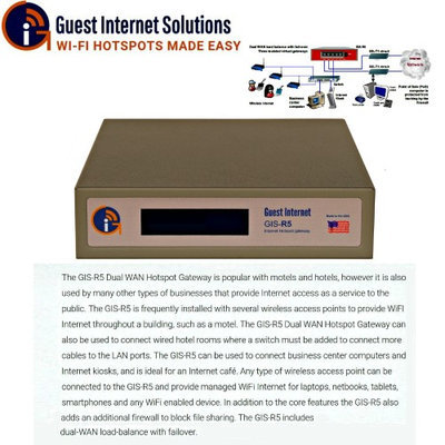 Guest Internet Solutions: GIS-R5 Internet Gateway for Business Hotspots