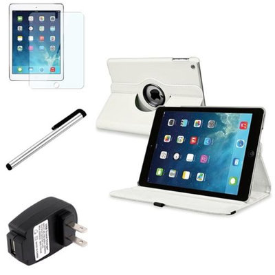 Insten INSTEN White 360 Rotating Leather Case Cover+Protector Pen For Apple iPad Air 5 5th Gen