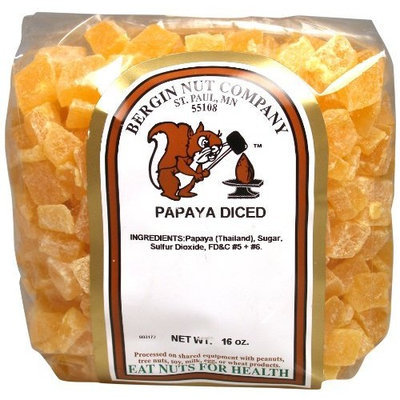 Bergin Nut Company Papaya Diced, 16-Ounce Bags (Pack of 6)