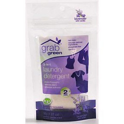 GrabGreen - 3-in-1 Laundry Detergent 2 Loads Mini Pouch Lavender with Vanilla - 1.27 oz. OVERSTOCKED