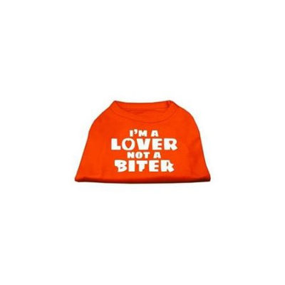 Ahi I'm a Lover not a Biter Screen Printed Dog Shirt Orange XXXL (20)