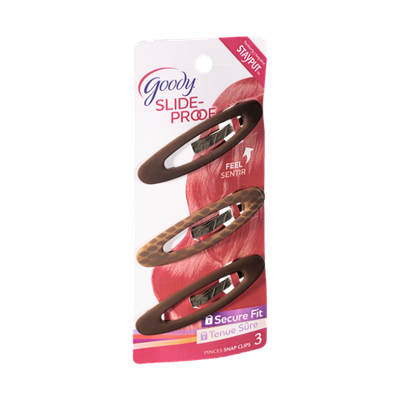 Goody Slide-Proof Secure Fit Snap Clips - 3 CT