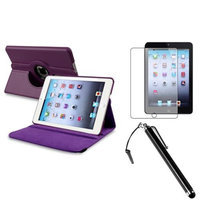 Insten iPad Mini 3/2/1 Case, by INSTEN Purple for Apple iPad Mini 3 2 Retina Display 360 Degree Rotating PU Leather Case Stand