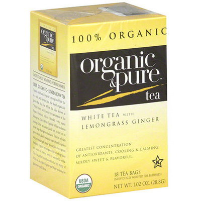Organic & Pure White Tea Bags Lemongrass Ginger,6 Pack
