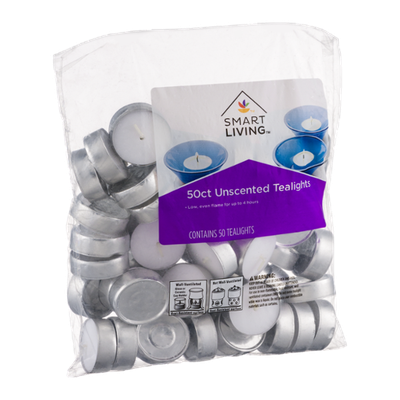 Smart Living Unscented Tealights - 50 CT