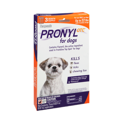 Sergeant's Pronyl Otc for Dogs Up to 22 lbs and Over 8 Weeks of Age Kills Fleas, Ticks, and Chewing Lice Applicators- 3 CT