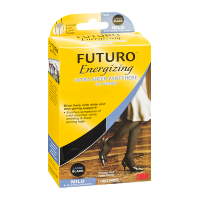 Futuro Energizing Ultra Sheer Pantyhose for Women Mild Large/Black