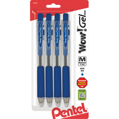 Pentel Of America K437CRBP4C Gel Colors Clear Body Retractable Gel Pen Blue - 0.7mm.