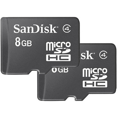 SanDisk Corporation SanDisk 8GB Class 4 microSDHC Memory Card, 2 Pack