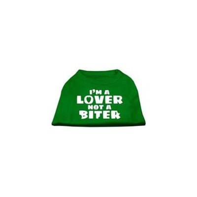 Ahi I'm a Lover not a Biter Screen Printed Dog Shirt Emerald Green XL (16)