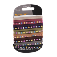 Vidal Sassoon No-Metal Flowered/Plain Elastics - 15 CT