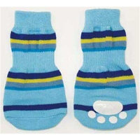 Ethical Pet Fashion Pet Lookin Good Striped Slipper Socks for Dogs, Medium, Blue