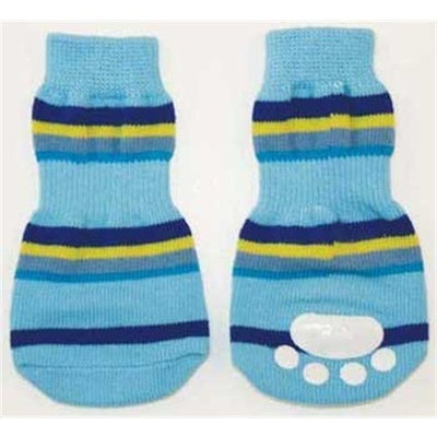 Ethical Pet Fashion Pet Lookin Good Striped Slipper Socks for Dogs, Medium, Blue