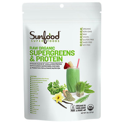 Sunfood Superfoods Raw Organic Supergreens Protein