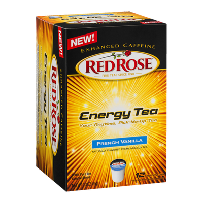 Red Rose Energy Tea Single Serve Cups French Vanilla - 12 CT