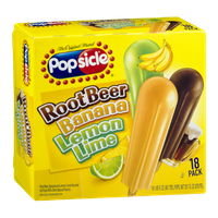 Popsicle Root Beer, Banana, Lemon Lime Ice Pops - 18 CT