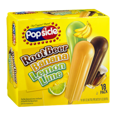 Popsicle Root Beer, Banana, Lemon Lime Ice Pops - 18 CT