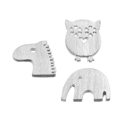 Blue La Rue Silver-Plated Owl, Elephant & Horse Charm Set (Grey)