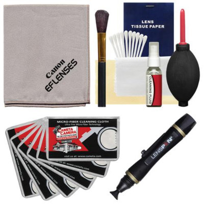 Canon Optical Digital Camera & Lens Cleaning Kit (Brush, Microfiber Cloth, Fluid & Tissue) with Lenspen + Hurricane Blower + 6 Cleaning Cloths