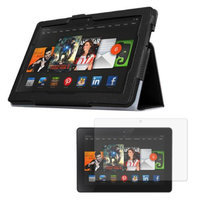 Black Double-Fold Folio Case with Screen Protector for Kindle Fire HDX 8.9'