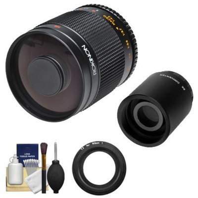 Rokinon 500mm f/8.0 Mirror Lens (T Mount) with 2x Teleconverter (=1000mm) + Cleaning Kit for Nikon 1 J1, J2 & V1 Digital Cameras