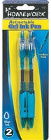 A+Homework Retractable Gel Pens - 2 pack - Blue Ink - Case of 48