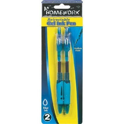 A+Homework Retractable Gel Pens - 2 pack - Blue Ink - Case of 48
