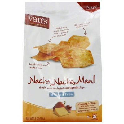 Vans Van's Natural Foods Nacho, Nacho, Man! Baked Multigrain Chips, 5.5 oz, (Pack of 6)
