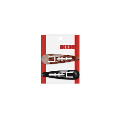 Elle Large Tortoise & Black Countour Clips 2 Ct