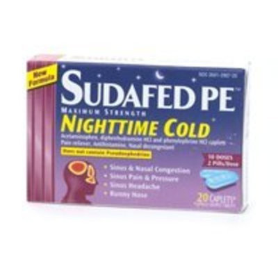 Sudafed PE Maximum Strength Nighttime Cold, Caplets 20 ea