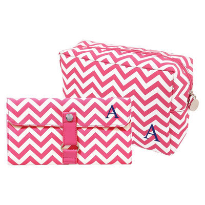 Cathys Concepts Cathy's Concepts Personalized Bag & Makeup Brush Set - Pink