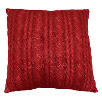 St. Nicholas Square Red Cable Knit Throw Pillow