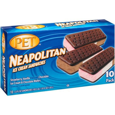PET Neapolitan Ice Cream Sandwiches, 3.5 fl oz, 10 count