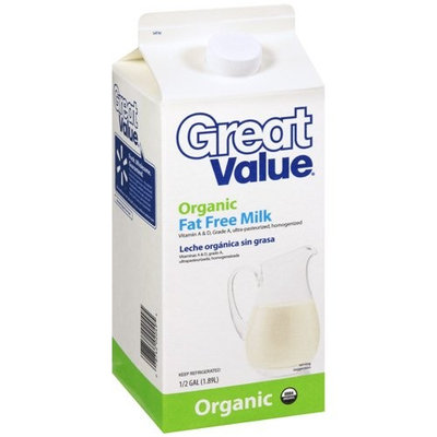 Great Value Organic Fat Free Milk, .5gal