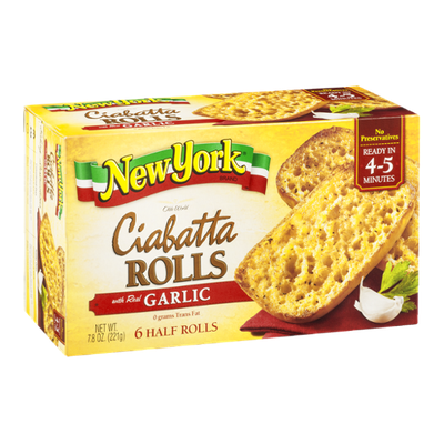 New York Brand Old World Ciabatta Rolls with Garlic - 6 CT