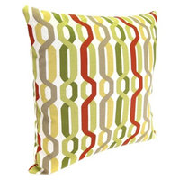Jordan Outdoor Square Toss Pillow - Red/Green Geometric