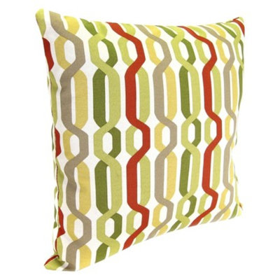 Jordan Outdoor Square Toss Pillow - Red/Green Geometric
