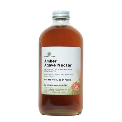 Sunfood Premium Amber Agave Nectar (Organic, Raw), 16-Ounce Glass Bottle