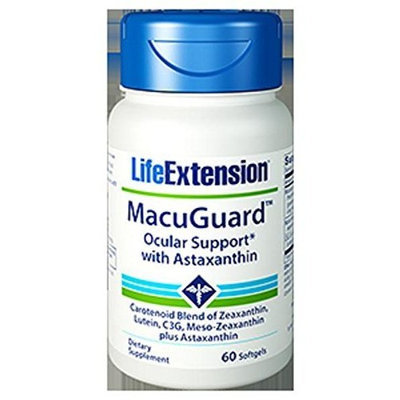 Life Extension Super Zeaxanthin with Lutein and Meso Zeaxanthin Plus Astaxanthin and C3g, 60 Softgel,
