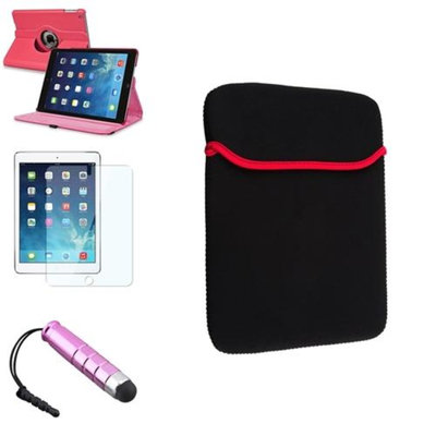 Insten INSTEN Hot Pink 360 Rotating Leather Case Cover+Stylus/Pouch For Apple iPad Air 5 5th