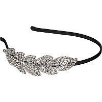 Elle Headband Clear Rhinestone Leaf