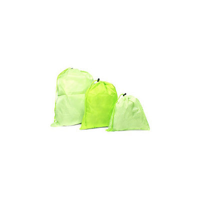 Basics 3 Pc Green Washable Drawstring Bag Set