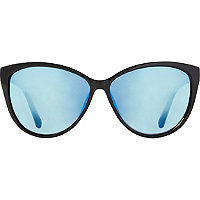 Starlight Black Cateye Sunglasses with Blue Mirror Lens