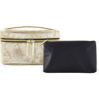 Tartan + Twine Armory Stone Gold Train Case & Purse Set